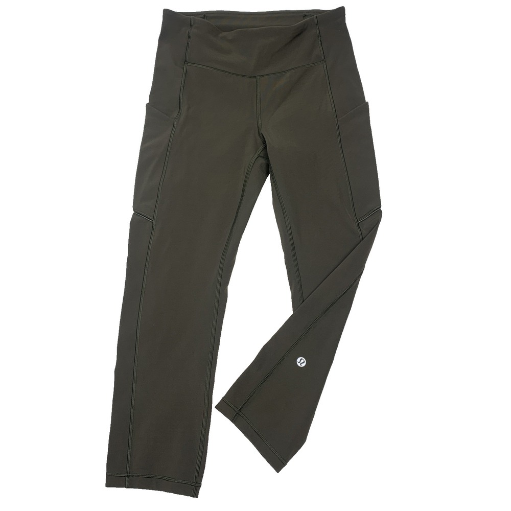 Lululemon Speed Up Crop 20 Leggings Dark Olive Luxtreme Pockets Womens 4
